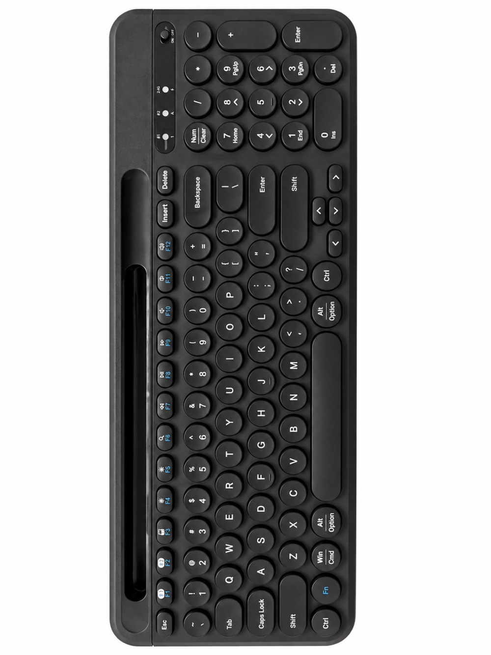 Black Bluetooth Tablet Keyboard with Round Keys - Wireless Multi-Device